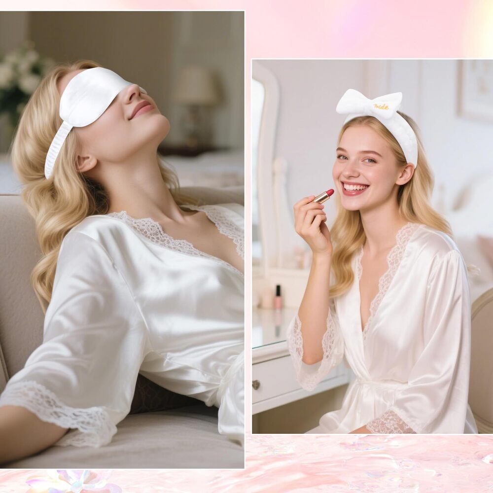 2812 12pcs/set Bow Spa Headbands & Eye Masks - Bachelorette Party Favors - Picture 2 of 7